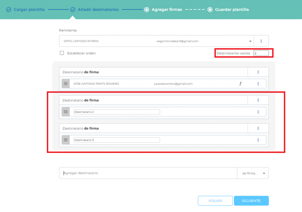 añadir destinatarios firma electrónica