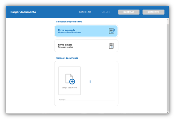 cargar documento firma electronica