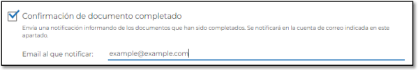 Confirmación documento completado firmado electrónicamente